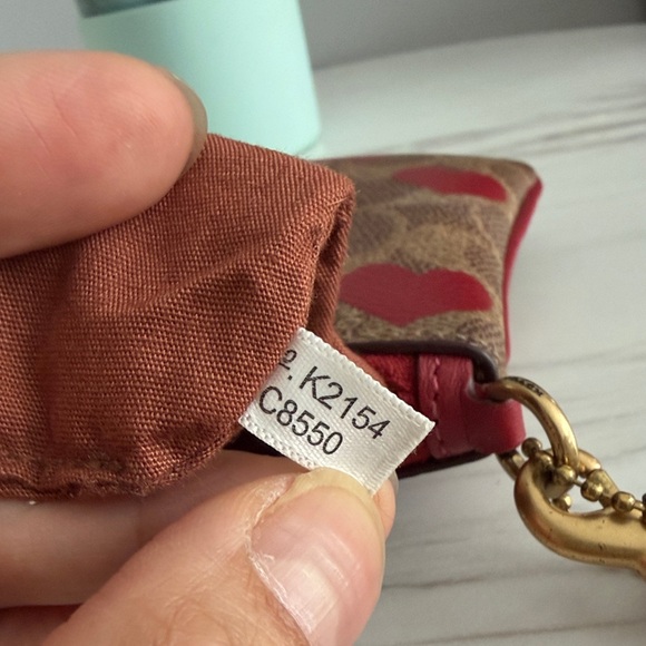 Coach Brown and Red Heart Wristlet - Picture 3 of 6